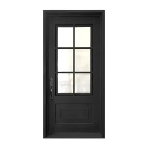 French Style Glass Door Design Transparent Single Opening Metal Glass Outdoor Entrance Door