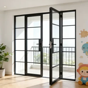 French Style Metal Aluminum Alloy Glass Lattice Security Entrance Door for Villa Apartment
