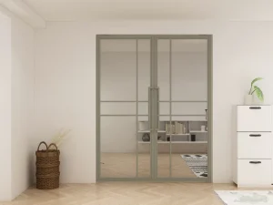 French Style Modern Double Steel Framed Sliding Hydraulic Polymer Door with Soft Closer for Apartment Decoration Finished