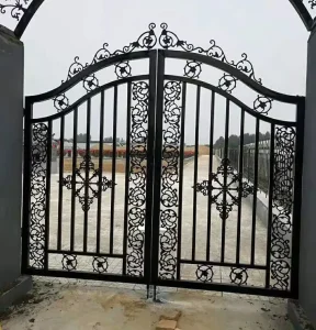 French Villa Outdoor Entry Doors and Gates Customized Wrought Iron Steel