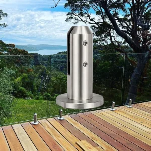 Friction Fit Marine Grade Heavy Duty Round Profile Deck Mount Glass Railing Spigot for 12mm Tempered Glass Panels