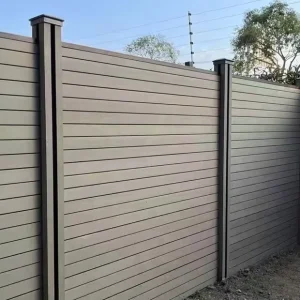 Full Privacy WPC Wood Composite Fence Panels with Poles for Outdoor Garden
