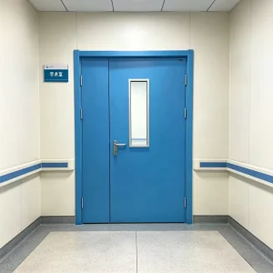 GMP Standard Hospital Grade Hermetic Operating Room Double Door High Sealing Sound Insulated Galvanized Steel Door for Hospital