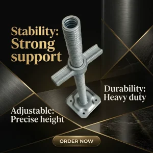Galvanized Adjustable Solid Screw Base Wear Proof Scaffold Accessory for Construction Formwork Frame Installation Works