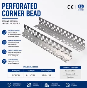 Galvanized Aluminium Perforated Drywall Corner Bead From Factory for Stucco Walls Metal Building Materials and Wall Plastering