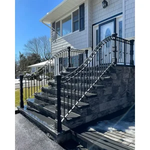Galvanized Metal Square Tubular Design Wrought Iron Porch Railings Balcony Guardrail Stair Railing Balustrades Handrails