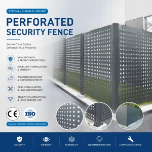 Galvanized Perforated Metal Fence Panel Security Barrier Decorative Outdoor Garden Fence