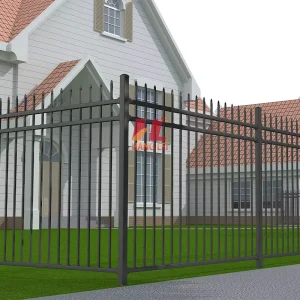 Galvanized Steel Fence Panels with Wrought Iron-Style Design for Garden Security