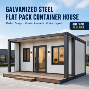 Galvanized Steel Flat Pack Container House Prefabricated Modular Building for Office Accommodation and Commercial Use
