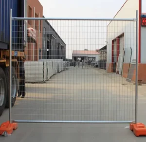 Galvanized Steel Temporary Construction Fence Mobile Welded Mesh Panels with Orange Base, 6 Feet High