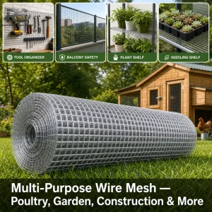 Galvanized Welded Wire Mesh Roll, Metal Fence for Security and Livestock Protection, Yard Decoration