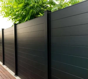 Garden Aluminum Alloy Slatted Fence, Black, for Houses