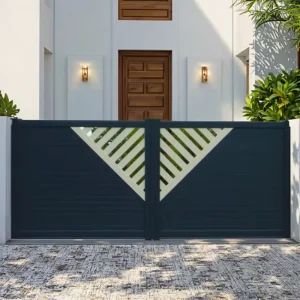 Garden Security System Black Driveway Swing Gate Door Customized Automatic Waterproof