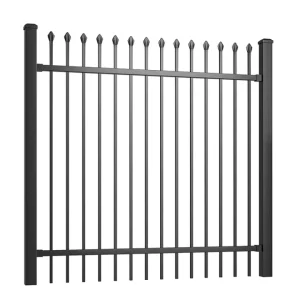 Garden Steel Fence Black Spear Top Tubular Steel Fence Panels Galvanized Black Steel Fence