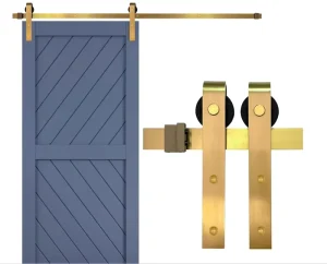 Gold Heavy Duty Single Barn Door Hardware Kit Anti Roller Smooth Sliding Track for Interior Farmhouse Wooden Door