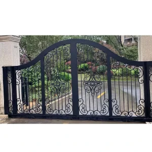 Golden-Painted Wrought Iron Security Gate