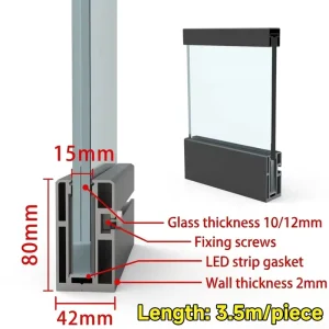Heavy Duty Aluminum Embedded Glass Railing Channel for Pool Fence Exposed Fixed Bracket Mounting Support