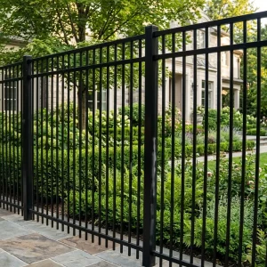 Heavy Duty Aluminum Security Fence Residential Ornamental Garden Fencing Powder Coated Metal Slat Fence Easy Assembly