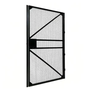 Heavy Duty Black Welded Wire Mesh Safety Gate Industrial Workshop Warehouse School Protective Partition Door Reinforced Frame