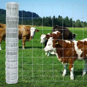 Heavy Duty Fixed-Knot Woven Wire Mesh Field Fence Roll, Galvanized Sheep and Cattle Farm Fence