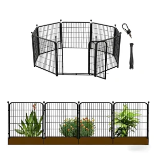 Heavy Duty Iron Animal Barrier Fence for Yard Indoor Pet Outdoor Dog Fencing Garden Border Fence