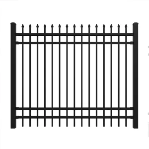 Heavy-Duty Metal Security Fence with Pillar Design, Powder-Coated Iron Picket Fence