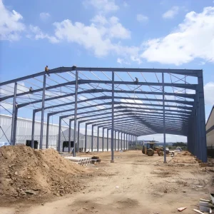 Heavy Duty Prefabricated Metal Building Steel Frame System for Multi Purpose Industrial Storage Facility Welding Bending