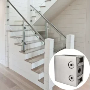 Heavy Duty Stainless Steel 316 Grade Square Flat Post Glass Panel Clamp for Commercial Buildings