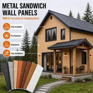 High Density PU Sandwich Wall Panel Insulated Metal Cladding System for Industrial Buildings