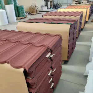 High Performance Waterproof Soundproof Sand Coated Metal Roofing Panel Roman Type Color Stone Coated Metal Roof Tiles