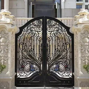High Quality Customized Electrical Control Entrance Fence Wrought Iron Gate for Sliding Gate