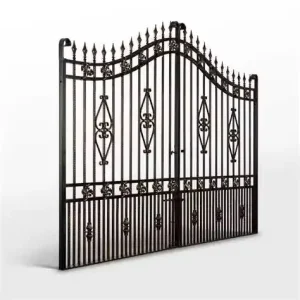 High Quality Modern Wrought Iron Gates Automatic Remote Control Custom Low Price Black Galvanized Coated Gates