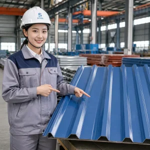 High Quality PPGI Color Coated Corrugated Steel Sheet Blue Metal Roofing Tile for Building Construction
