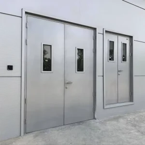 High Quality Safety Steel Wood Fire Rated Emergency Exit Doors Customizable Color 1 Year Warranty Modern Design for Factories