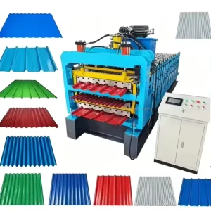 High Speed Three Layer Metal Roof Panel Forming Machine Corrugated Trapezoidal Glazed Tile Making Equipment PLC Motor Gear