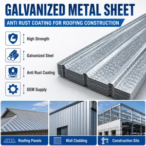 High Strength Galvanized Metal Sheet with Anti Rust Coating for Roofing Construction