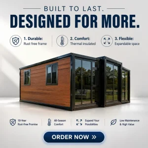 High Temperature Baking Paint Rust Proof Luxury Prefabricated Modular Villa with Laser Cutting Steel Frame for Long Life