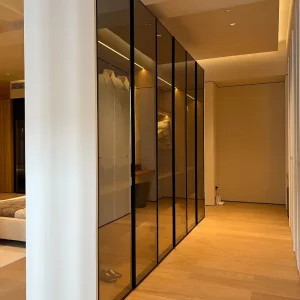 High-end Modular Aluminium Profile Cabinet for Wardrobe Door Framed with Transparent Glass Ensemble Chambre De Luxe