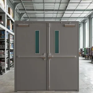 Hollow Metal Fireproof Steel Door 180-Minute Fire Rating Interior Use Workshop Modern Design Powder Coated