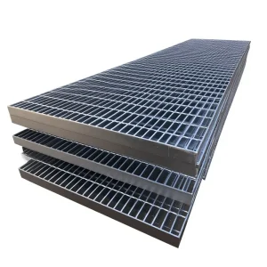 Hot Dip Galvanized Anti-Slip Abrasive Nosing Industrial Step Steel Grating Stair Treads Heavy Duty