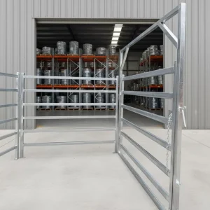 Hot-Dip Galvanized Steel Cattle Rail Farm Fencing Panels with Man Gate and Main Gate
