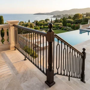 Hot Dip Galvanized Wrought Iron Rust Resistant UV Protected Water Resistant Custom Metal Stair Railing Handrail for Villa Hotel
