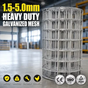 Hot Dipped Galvanized Welded Wire Mesh 1.5mm-5.0mm Steel Fence Roll for Chicken Coop Garden Security