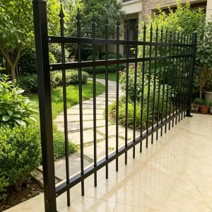 Hot Dipped Galvanized Zinc Steel Wrought Iron Fence, Decorative Safety Guardrail for Residential Courtyard Boundary