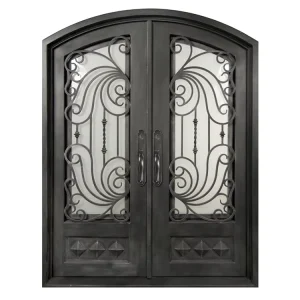House Main Entrance Rustic Metal Door Exterior Front Entry Round Arch Decorative Wrought Iron Double Doors