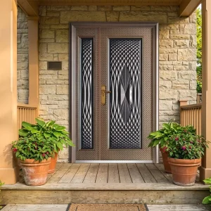 Household Minimalist Fluted Entry Doors Residential Anti Theft Front Door