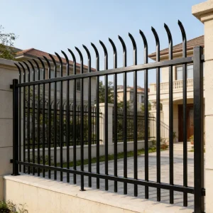 ISO9001 Bend-Top Steel Security Boundary Fence Panels