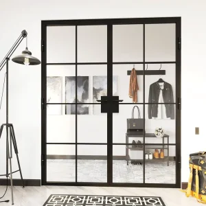 Indoor Double Floor to ceiling Glass Doors for Houses Decorative Pattern Glass Door Design Flat Open Double Door Grille Design