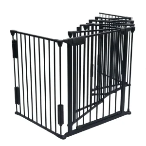 Indoor Folding Retractable Steel Safety Gate for Wide Stairwells and Openings, Adjustable and Portable
