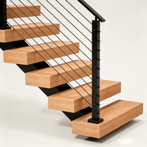 Indoor Outdoor Durable Stainless Steel Deck Stair Cable Railing System 36″ Post Square Tube Handrail DIY Balustrade